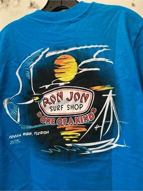 Vintage 90s Ron Jon Surf Shop Graphic Tee with Sunset Sailboat Hanes NWT